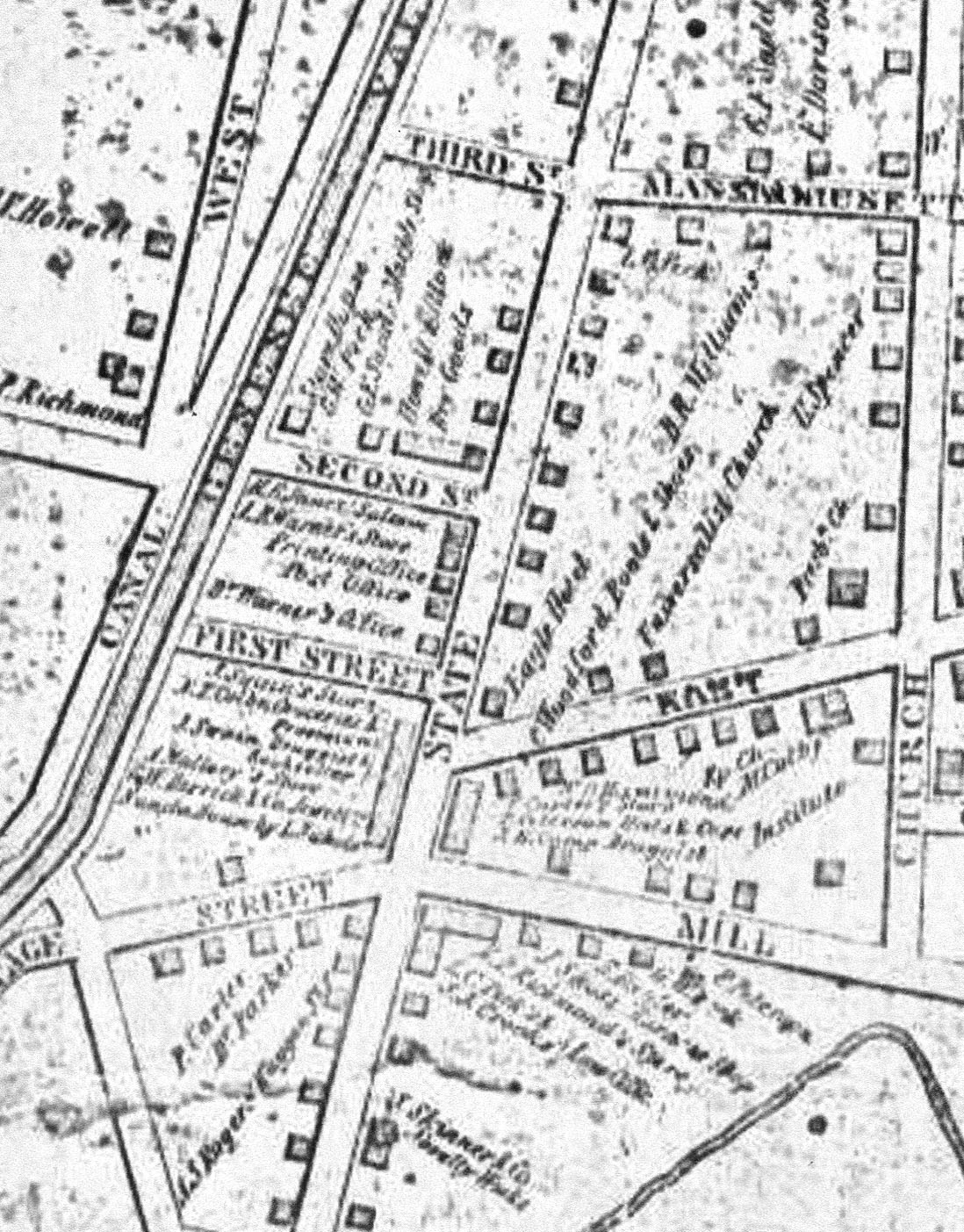 1852 Map of the Village Square of Nunda