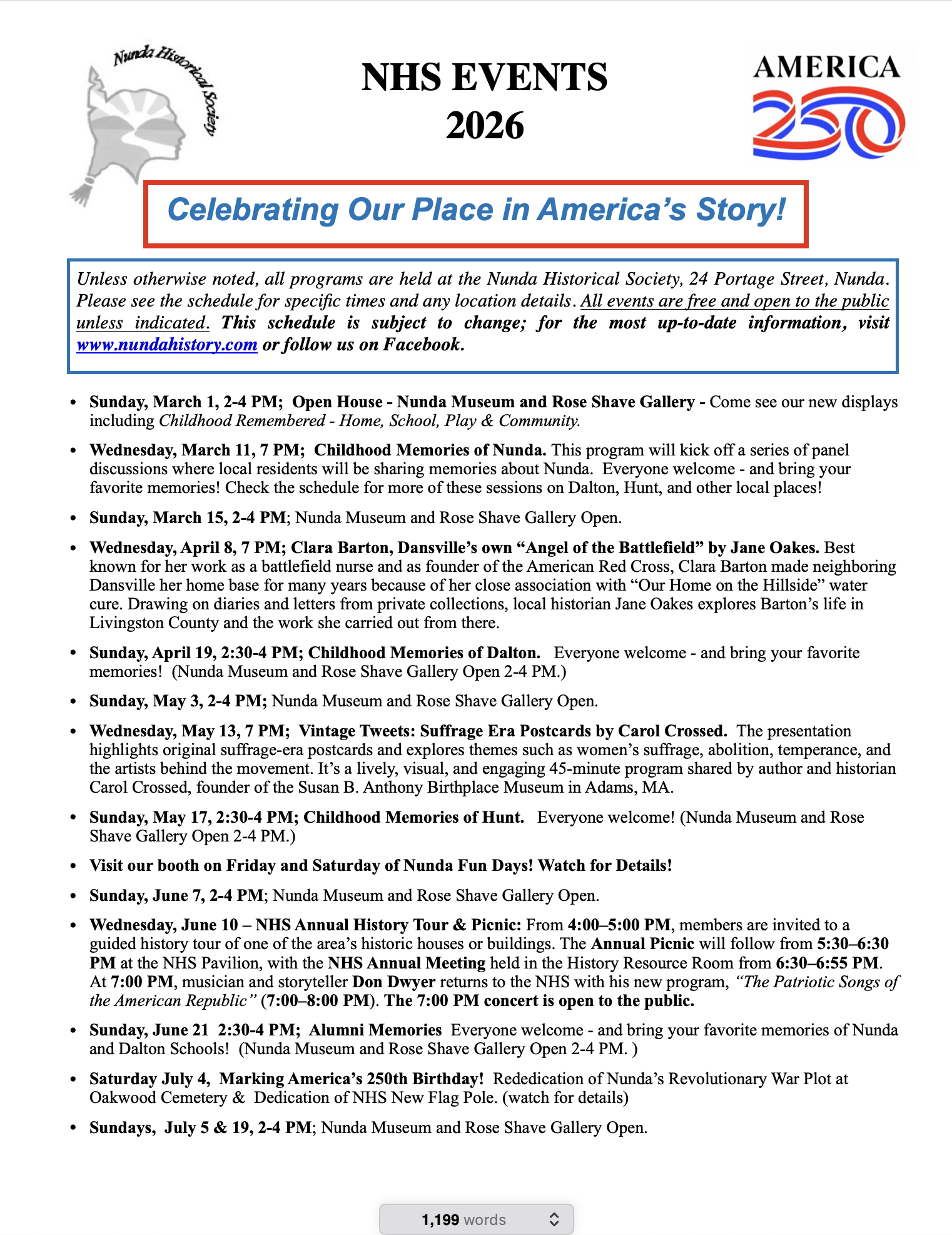 Program Schedule page 1