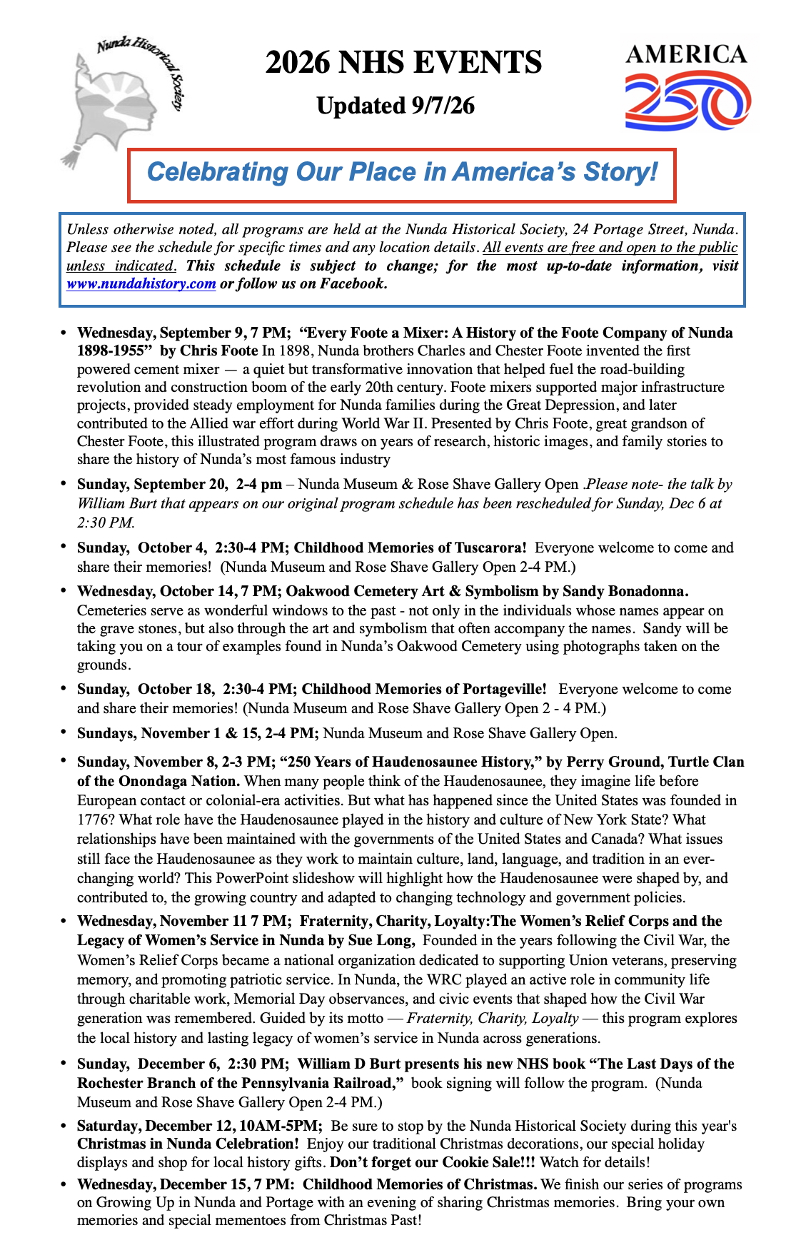 Fall Program Schedule