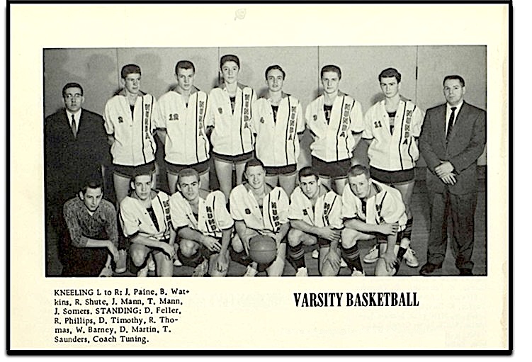 1961-62 Nunda basketball team with Don Martin